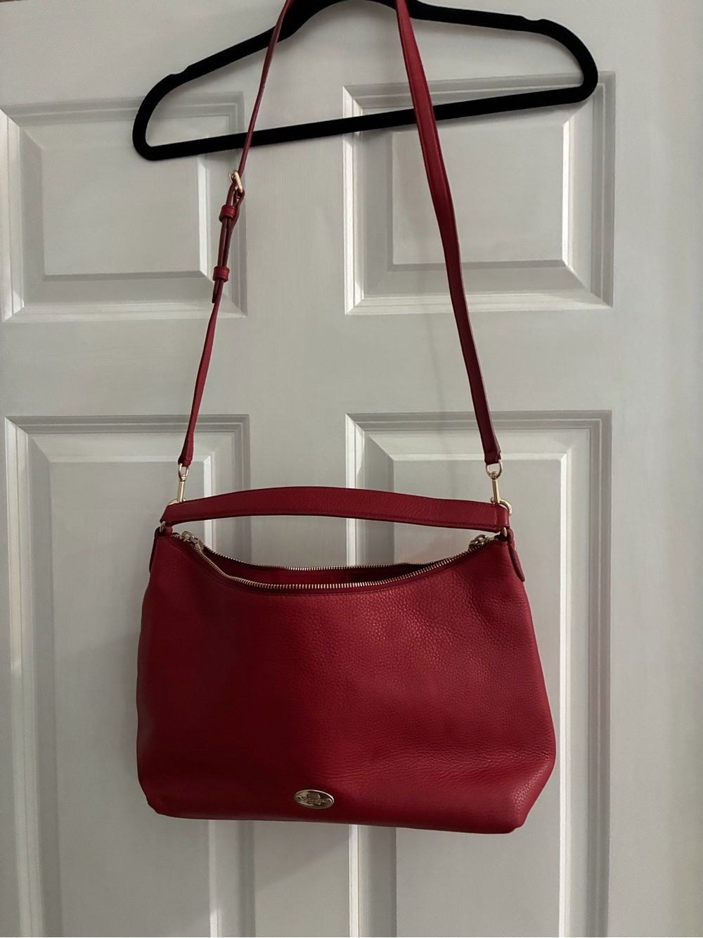 Red Leather Shoulder Bag - Classic Everyday Style with COA